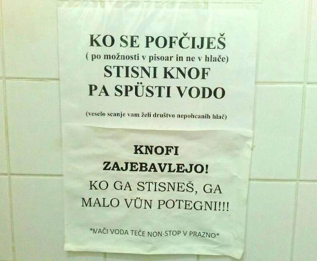 opozorilo za uriniranje